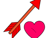 Dibuix Fletxa i cor  pintat per nuria