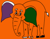 Dibuix Elefant feliç pintat per marc ,alex i mar.