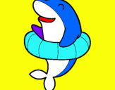 Dibuix Dofí amb flotador pintat per kiana