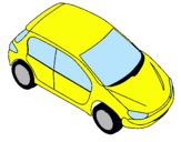Dibuix Cotxe vist des de dalt  pintat per cotxe groc