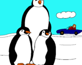 Dibuix Família pingüí  pintat per isabel cruz odana