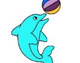 Dibuix Dofí jugant amb una pilota pintat per judit