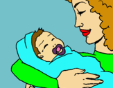 Dibuix Mare amb la seva nadó II pintat per saray