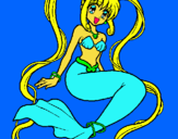 Dibuix Sirena amb perles pintat per sirena