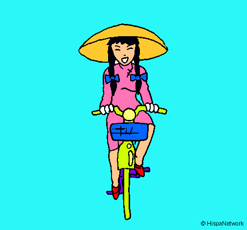 Dibuix Xina amb bicicleta pintat per cuquita