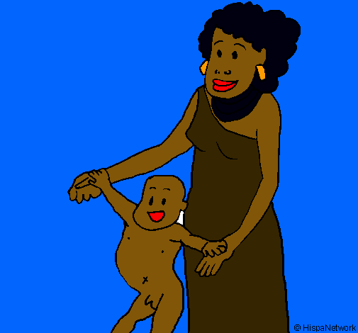 Dibuix Mare i fill de Guinea pintat per martav.