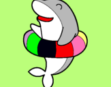 Dibuix Dofí amb flotador pintat per  edna