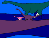 Dibuix Família de Braquiosauris pintat per emma