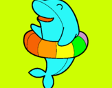 Dibuix Dofí amb flotador pintat per MAX