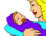 Dibuix Mare amb la seva nadó II pintat per laia  ros