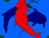 Dibuix Dofins jugant pintat per eva ponsa