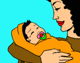 Dibuix Mare amb la seva nadó II pintat per berta  pedròs  aldomà