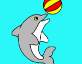 Dibuix Dofí jugant amb una pilota pintat per ona