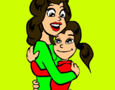 Dibuix Mare i filla abraçades pintat per Helena Alba Clara