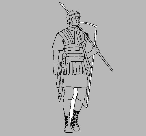 Dibuix Soldat romà  pintat per OLEGUER SANS ESQUÉ
