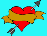 Dibuix Cor, fletxa i llaç pintat per Natilla