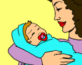 Dibuix Mare amb la seva nadó II pintat per NURIA