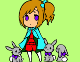 Dibuix Nena amb conills pintat per laia masferrer