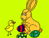 Dibuix Pollet, conillet i ous pintat per sofiane