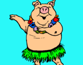 Dibuix Porc hawaià pintat per pol