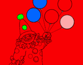 Dibuix Pallasso amb globus pintat per natilla