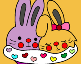 Dibuix Conills enamorats pintat per roshana