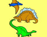 Dibuix Tres classes de dinosauris  pintat per ALEIX
