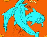 Dibuix Dofins jugant pintat per julian