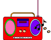 Dibuix Radio cassette 2 pintat per roser i papa