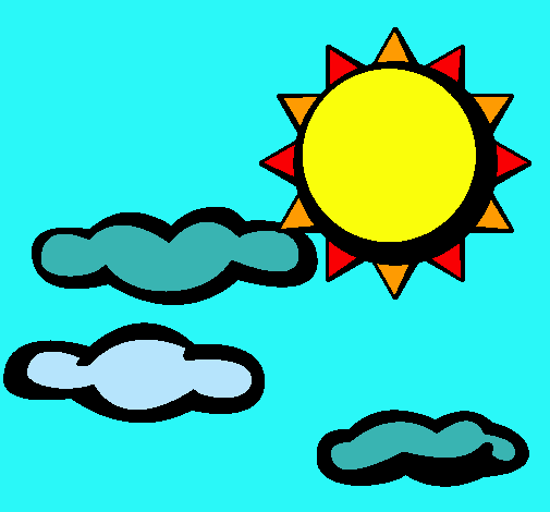 Dibuix Sol i núvols 2 pintat per maria barniol