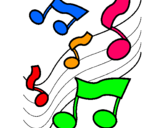 Dibuix Notes en l'escala musical  pintat per ILALI