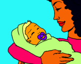 Dibuix Mare amb la seva nadó II pintat per Aurora