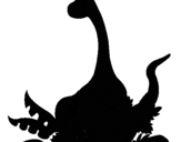 Dibuix Diplodocus assegut  pintat per UGTgseht3riuheyufn