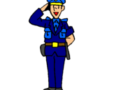 Dibuix Policia saludant pintat per victor de lamo