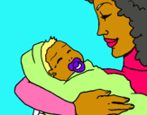 Dibuix Mare amb la seva nadó II pintat per BERTA