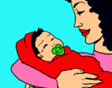 Dibuix Mare amb la seva nadó II pintat per MARIAE