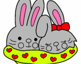 Dibuix Conills enamorats pintat per irene