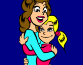 Dibuix Mare i filla abraçades pintat per marina
