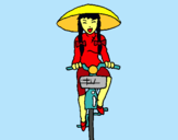 Dibuix Xina amb bicicleta pintat per maria farré valde