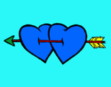 Dibuix Dos cors amb una fletxa pintat per ALBA CORS FLETXATS