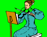 Dibuix Dama violinista pintat per guillem ricart ribalta