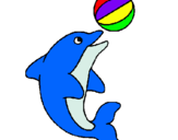 Dibuix Dofí jugant amb una pilota pintat per cavallet