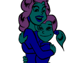 Dibuix Mare i filla abraçades pintat per lierni