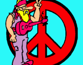 Dibuix Músic hippy  pintat per marta castanedo
