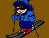 Dibuix Nen esquiant  pintat per pitbull