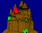 Dibuix Castell medieval pintat per oriol