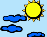 Dibuix Sol i núvols 2 pintat per clara