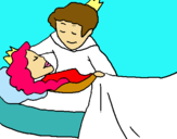 Dibuix La princesa dorment i el príncep pintat per joana