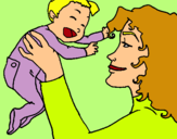 Dibuix Mare amb la seva nadó pintat per ada