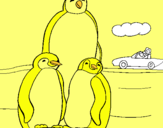 Dibuix Família pingüí  pintat per mireia